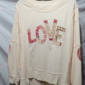 POL Cream Sweatshirt with Red LOVE Design